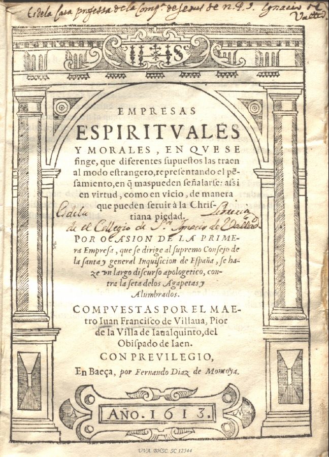3.12. Juan de Villalva : Empresas espirituales y morales  (1613)
